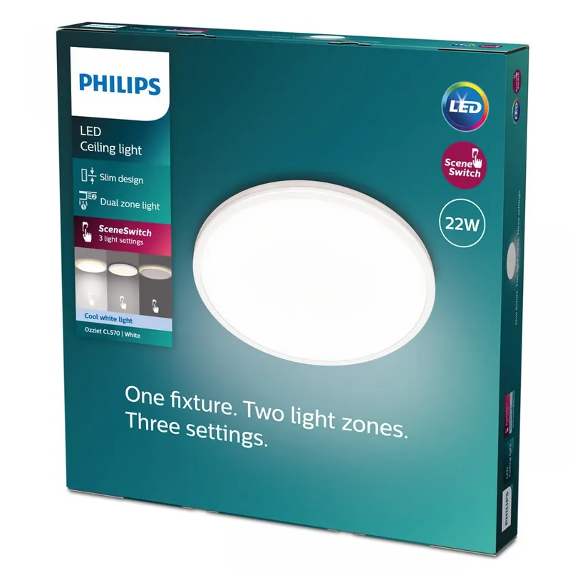 Árcsökkenés Philips 8719514432024 LED mennyezeti lámpa Ozziet 1x22W 2500lm 4000K - szabályozható - SceneSwitch, fehér