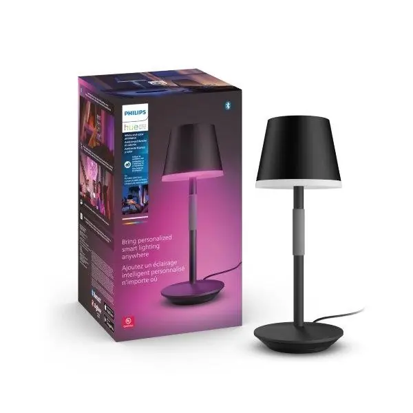 Árcsökkenés Philips Hue 8719514404595 LED hordozható érintős asztali lámpa Go 36cm 1x6,2W 530 lm - fekete IP54, White and Color Ambiance